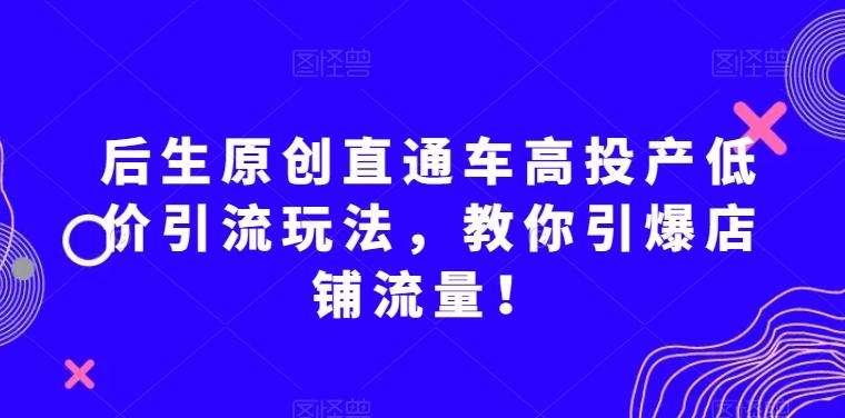 后生原创直通车高投产低价引流玩法，教你引爆店铺流量！-巅峰资源网