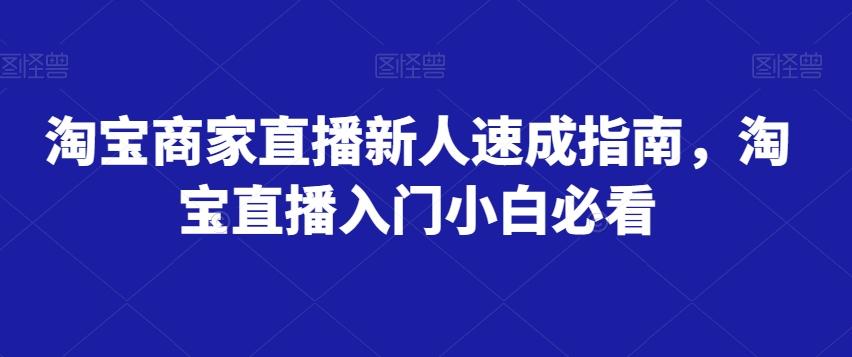淘宝商家直播新人速成指南，淘宝直播入门小白必看-巅峰资源网