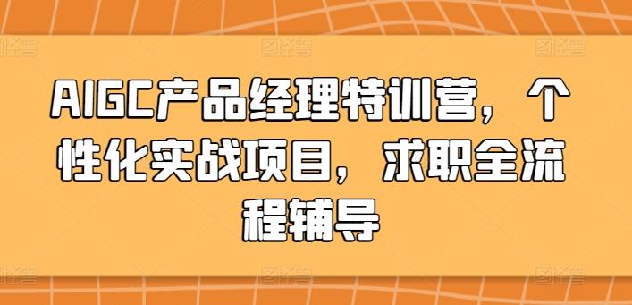 AIGC产品经理特训营，个性化实战项目，求职全流程辅导-巅峰资源网