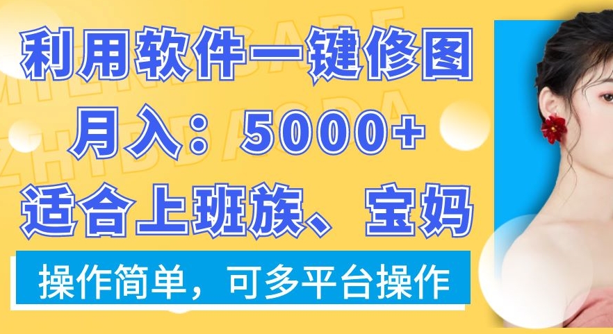 利用软件一键修图月入5000+，适合上班族、宝妈，操作简单，可多平台操作【揭秘】-巅峰资源网
