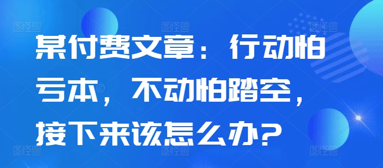 某付费文章：行动怕亏本，不动怕踏空，接下来该怎么办?-巅峰资源网