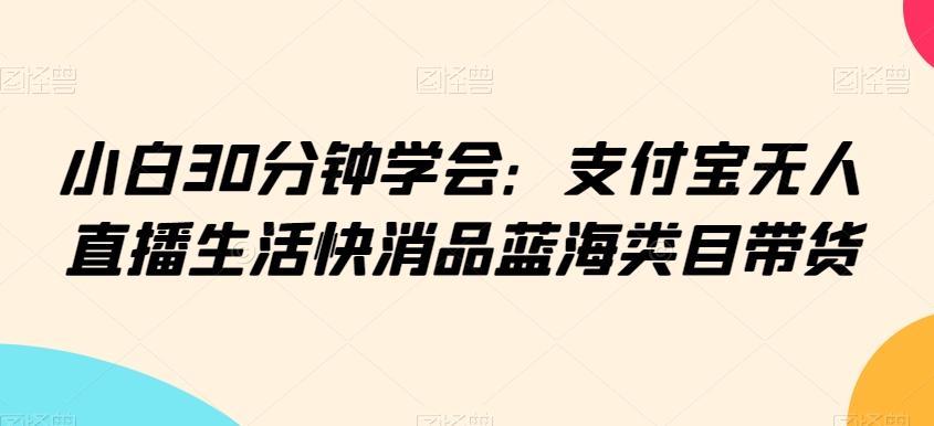 小白30分钟学会：支付宝无人直播生活快消品蓝海类目带货【揭秘】-巅峰资源网