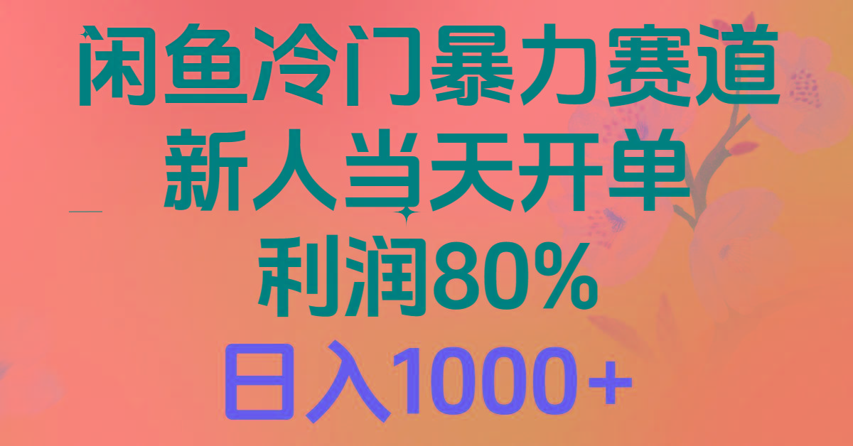2024闲鱼冷门暴力赛道，新人当天开单，利润80%，日入1000+-巅峰资源网