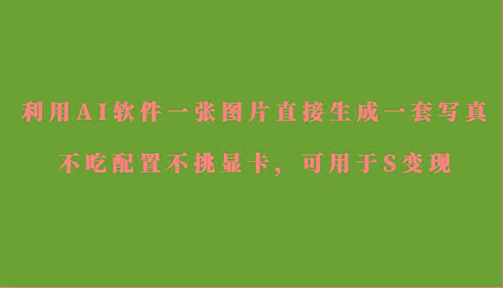 利用AI软件只需一张图片直接生成一套写真，不吃配置不挑显卡，可用于S变现-巅峰资源网