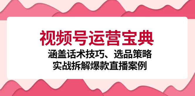 视频号运营宝典：涵盖话术技巧、选品策略、实战拆解爆款直播案例-巅峰资源网