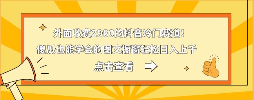 外面收费2980的抖音冷门赛道！傻瓜也能学会的图文橱窗轻松日入上千-巅峰资源网