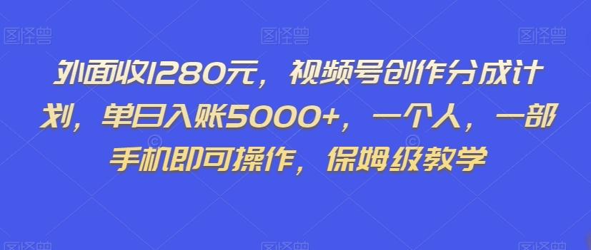 外面收1280元，视频号创作分成计划，单日入账5000+，一个人，一部手机即可操作，保姆级教学【揭秘】-巅峰资源网