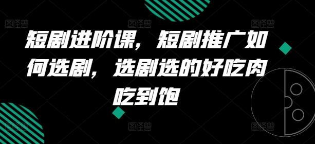 短剧进阶课，短剧推广如何选剧，选剧选的好吃肉吃到饱-巅峰资源网