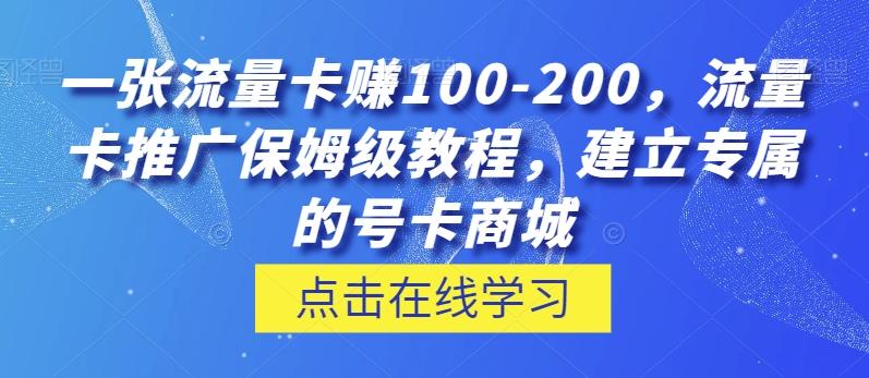 一张流量卡赚100-200，流量卡推广保姆级教程，建立专属的号卡商城-巅峰资源网