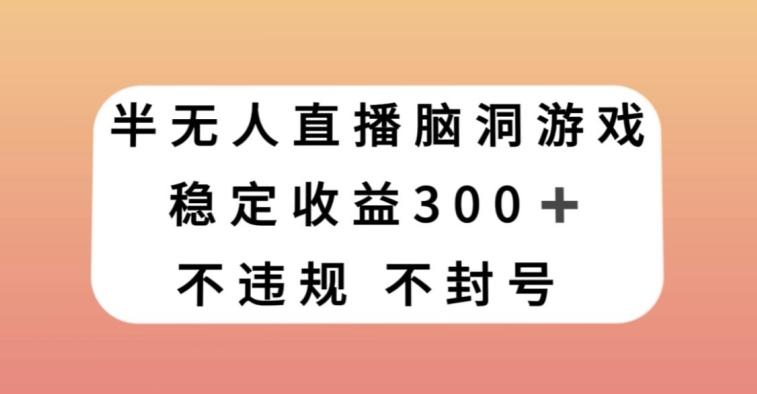 半无人直播脑洞小游戏，每天收入300+，保姆式教学小白轻松上手【揭秘】-巅峰资源网
