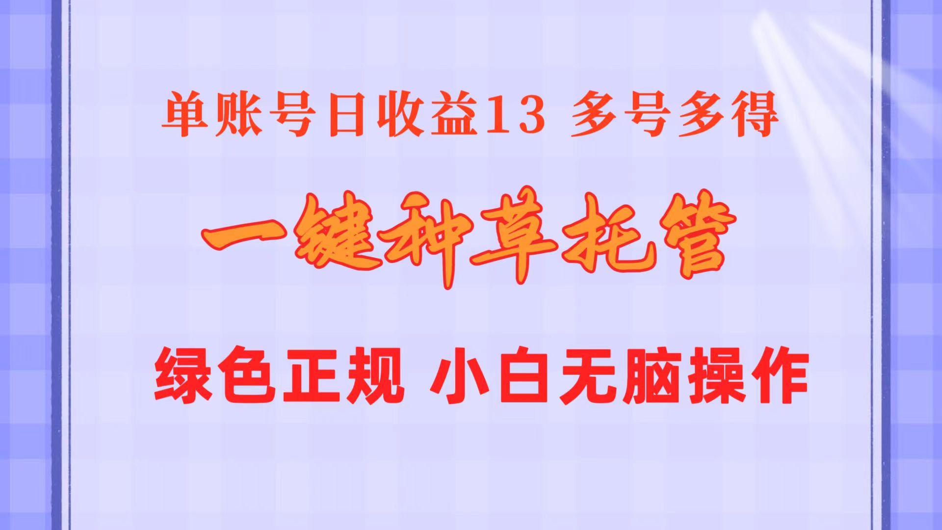 一键种草托管 单账号日收益13元  10个账号一天130  绿色稳定 可无限推广-巅峰资源网