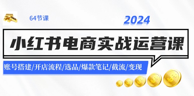 2024小红书电商实战运营课：账号搭建/开店流程/选品/爆款笔记/截流/变现-巅峰资源网