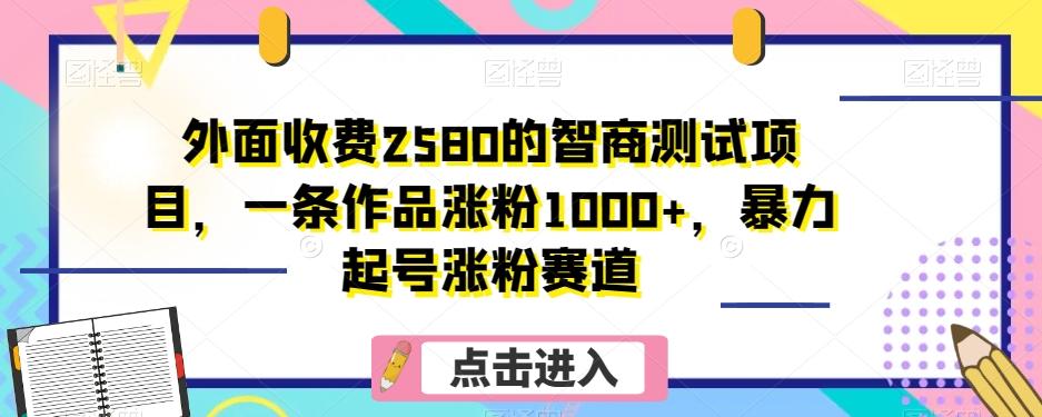外面收费2580的智商测试项目，一条作品涨粉1000+，暴力起号涨粉赛道【揭秘】-巅峰资源网
