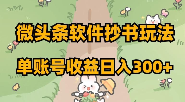 微头条软件抄书玩法，单账号收益日入300+【揭秘】-巅峰资源网