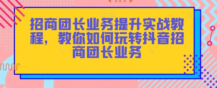 招商团长业务提升实战教程，教你如何玩转抖音招商团长业务-巅峰资源网