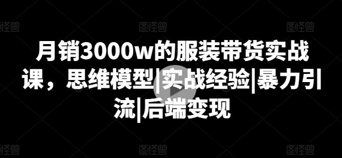 月销3000w的服装带货实战课，思维模型|实战经验|暴力引流|后端变现-巅峰资源网