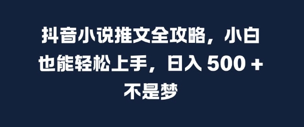 抖音小说推文全攻略，小白也能轻松上手，日入 5张+ 不是梦【揭秘】-巅峰资源网