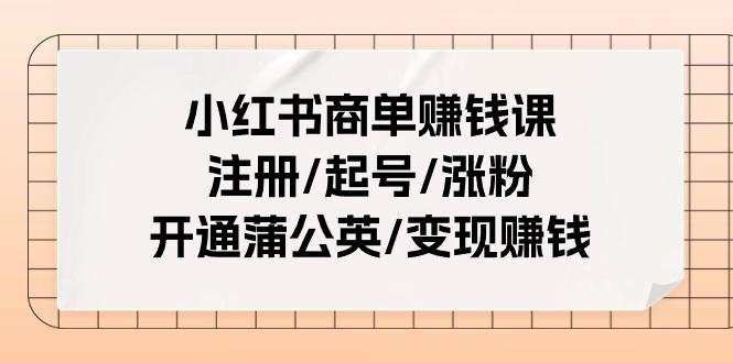 小红书商单赚钱课：注册/起号/涨粉/开通蒲公英/变现赚钱(25节课)-巅峰资源网