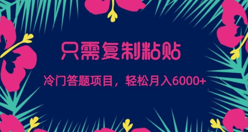 只需复制粘贴，冷门答题项目，轻松月入6000-巅峰资源网