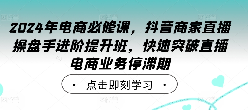 2024年电商必修课，抖音商家直播操盘手进阶提升班，快速突破直播电商业务停滞期-巅峰资源网
