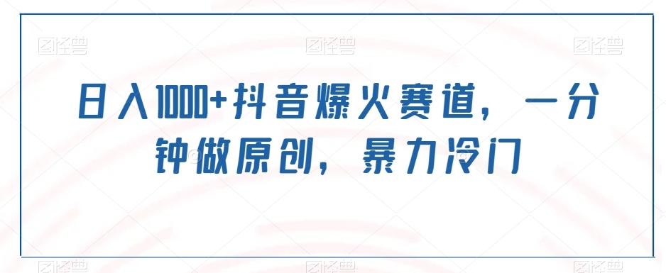 日入1000+抖音爆火赛道，一分钟做原创，暴力冷门-巅峰资源网