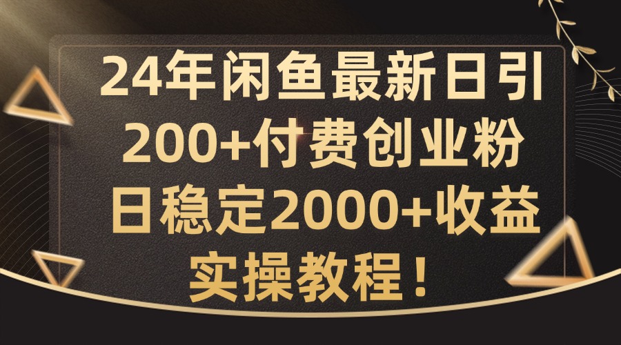 24年闲鱼最新日引200+付费创业粉日稳2000+收益，实操教程【揭秘】-巅峰资源网