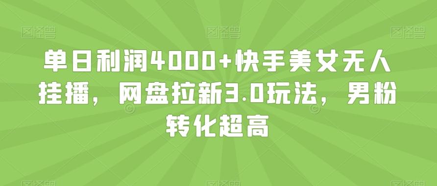 单日利润4000+快手美女无人挂播，网盘拉新3.0玩法，男粉转化超高【揭秘】-巅峰资源网