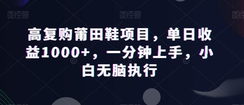 高复购莆田鞋项目，单日收益1000+，一分钟上手，小白无脑执行-巅峰资源网