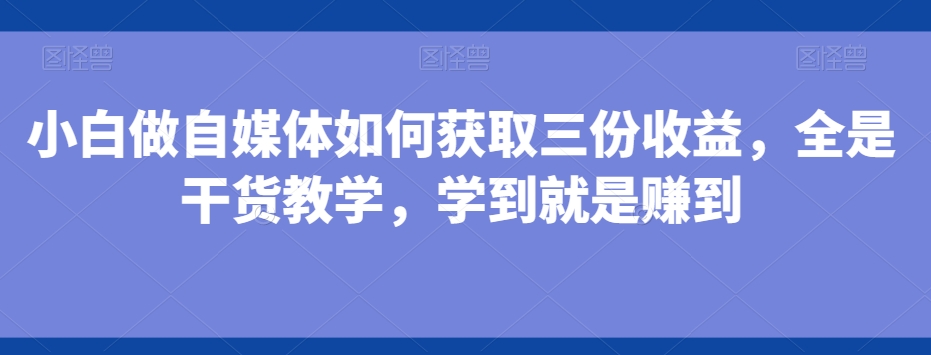 小白做自媒体如何获取三份收益，全是干货教学，学到就是赚到-巅峰资源网