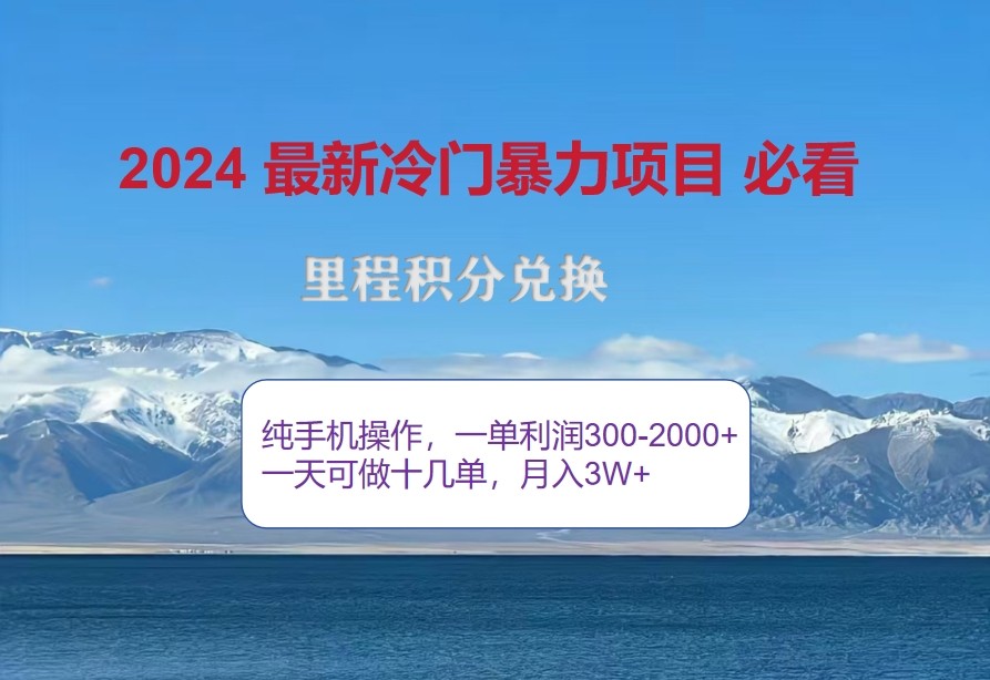 2024惊爆冷门暴利，里程积分最新玩法，高爆发期，一单300+—2000+-巅峰资源网