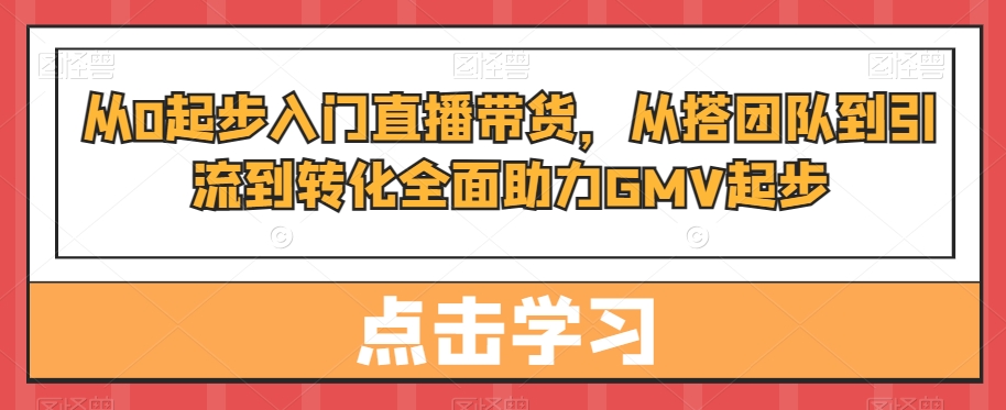 从0起步入门直播带货，​从搭团队到引流到转化全面助力GMV起步-巅峰资源网