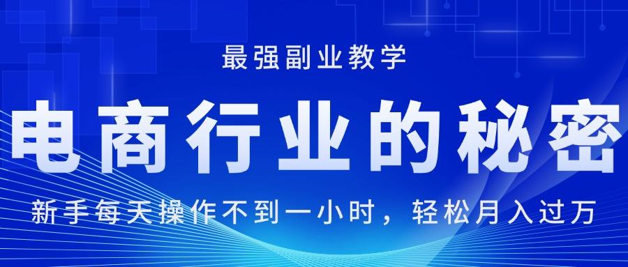 电商行业的秘密，新手每天操作不到一小时，月入过万轻轻松松，最强副业...-巅峰资源网