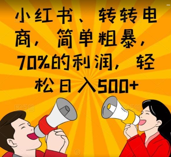 小红书、转转电商，简单粗暴，70%的利润，轻松日入500+-巅峰资源网