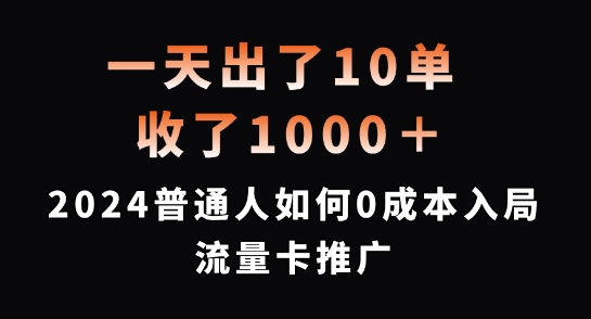 一天出了10单，收了1000+，2024普通人如何0成本入局流量卡推广【揭秘】-巅峰资源网