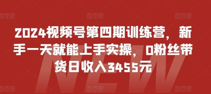 2024视频号第四期训练营，新手一天就能上手实操，0粉丝带货日收入3455元-巅峰资源网
