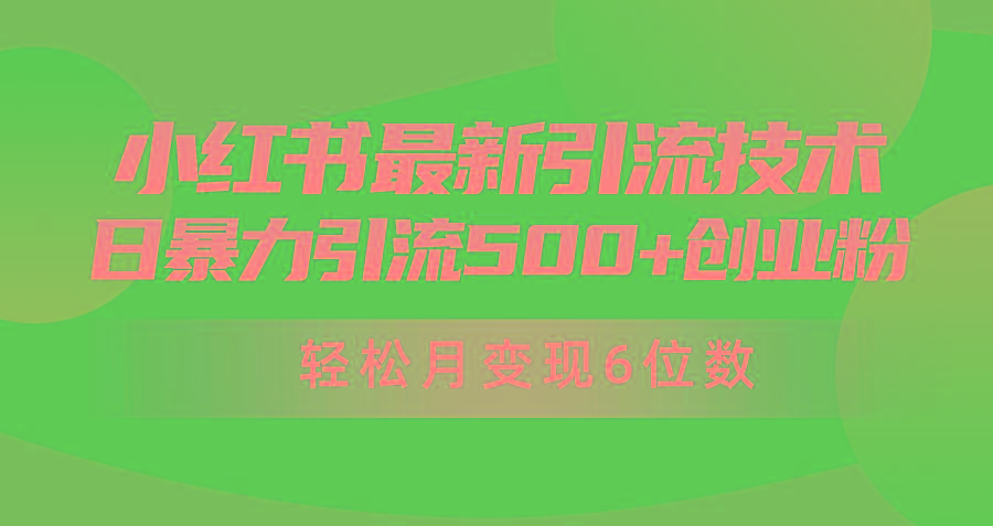(9871期)日引500+月变现六位数24年最新小红书暴力引流兼职粉教程-巅峰资源网