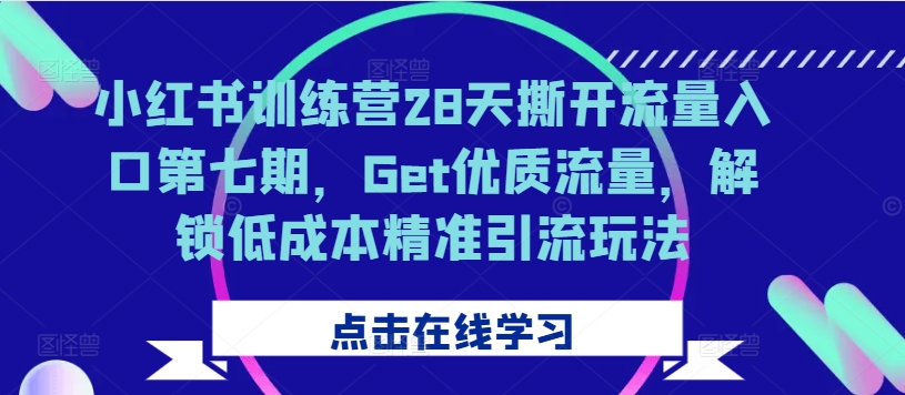 小红书训练营28天撕开流量入口第七期，Get优质流量，解锁低成本精准引流玩法-巅峰资源网