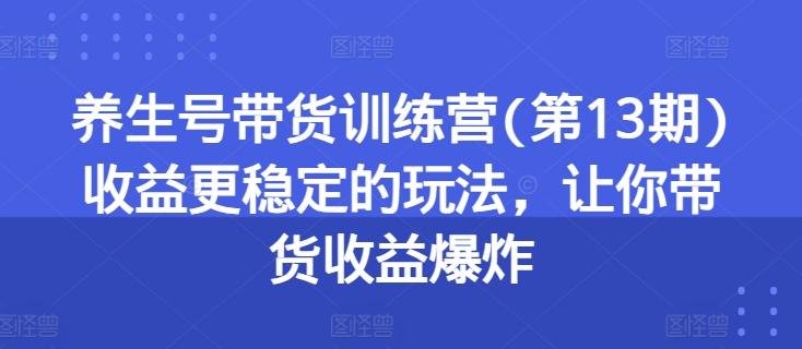 养生号带货训练营(第13期)收益更稳定的玩法，让你带货收益爆炸-巅峰资源网