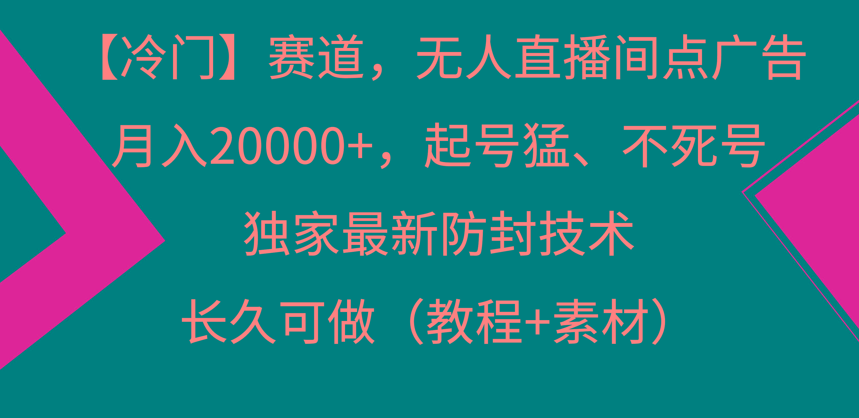 【冷门】赛道，无人直播间点广告，月入20000+，起号猛、不死号，独家最…-巅峰资源网