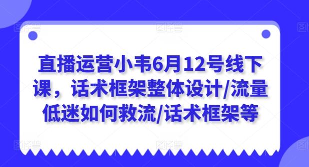 直播运营小韦6月12号线下课，话术框架整体设计/流量低迷如何救流/话术框架等-巅峰资源网