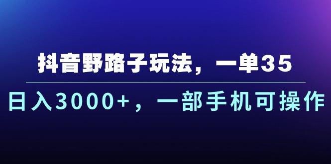 抖音野路子玩法，一单35.日入3000+，一部手机可操作-巅峰资源网