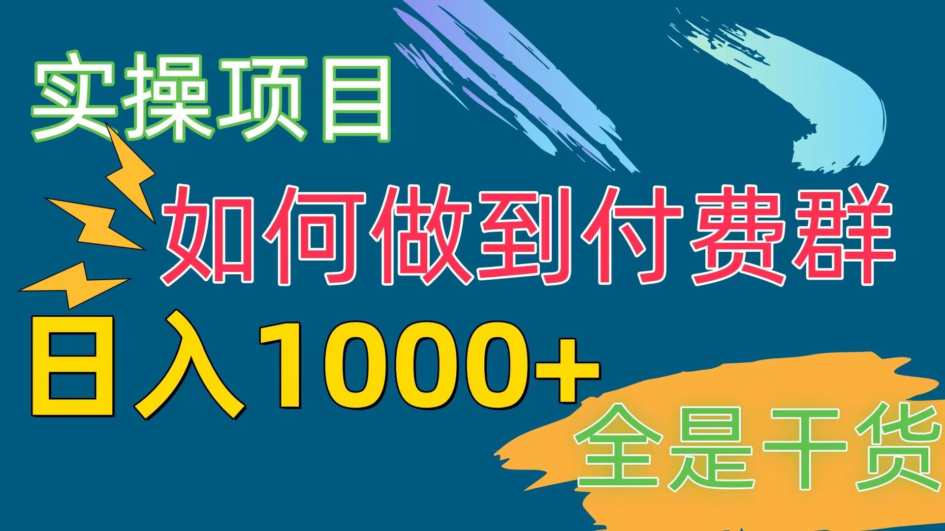 [实操项目]付费群赛道，日入1000+-巅峰资源网