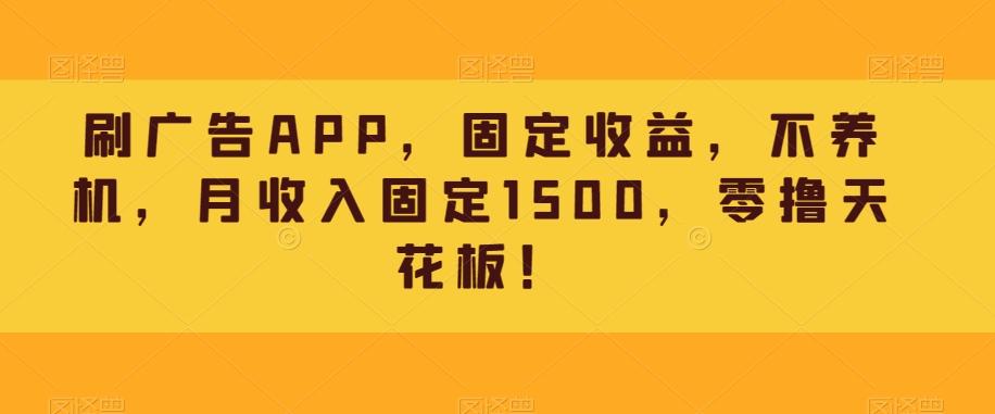 刷广告APP，固定收益，不养机，月收入固定1500，零撸天花板！-巅峰资源网