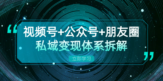 视频号+公众号+朋友圈私域变现体系拆解，全体平台流量枯竭下的应对策略-巅峰资源网