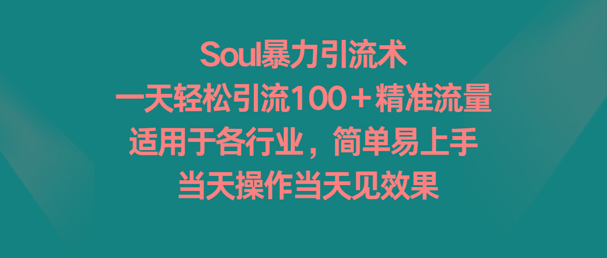 Soul暴力引流术，一天轻松引流100＋精准流量，适用于各行业，简单易上手！-巅峰资源网