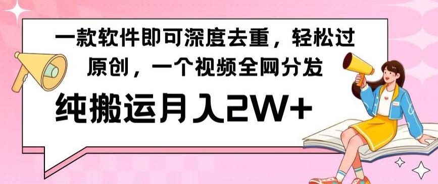 一款软件深度去重，轻松过原创，一个视频全网分发，纯搬运月入2W+-巅峰资源网