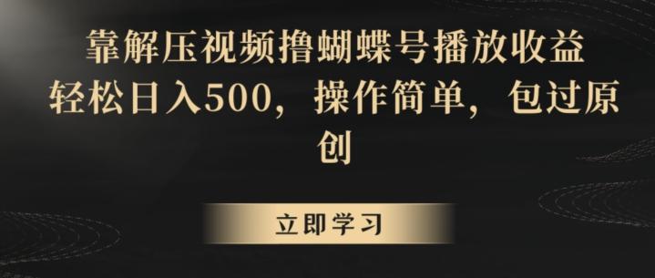 靠解压视频撸蝴蝶号播放收益，轻松日入500，操作简单，包过原创【揭秘】-巅峰资源网