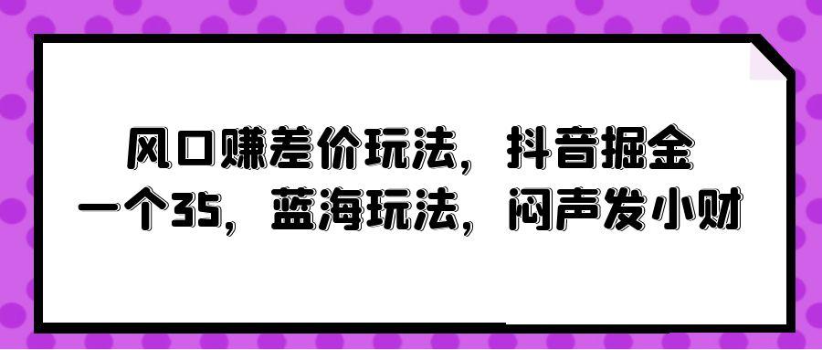 (10022期)风口赚差价玩法，抖音掘金，一个35，蓝海玩法，闷声发小财-巅峰资源网