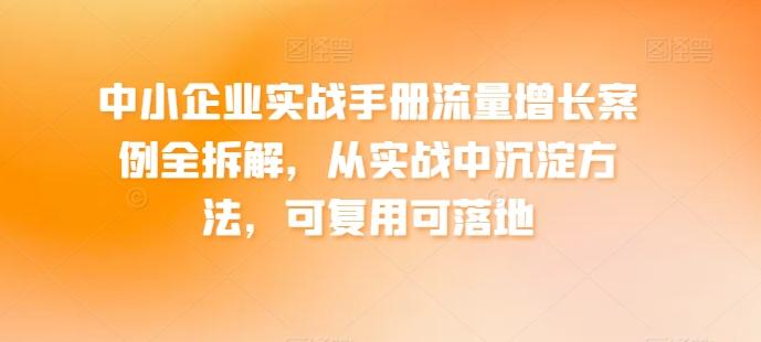 中小企业实战手册流量增长案例全拆解，从实战中沉淀方法，可复用可落地-巅峰资源网