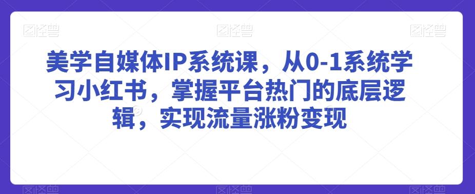 美学自媒体IP系统课，从0-1系统学习小红书，掌握平台热门的底层逻辑，实现流量涨粉变现-巅峰资源网
